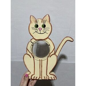 Vintage Cat Belly Bank Wooden Piggy Bank Beige Cat  Handcrafted